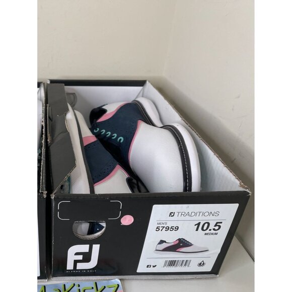 Footjoy FJ Traditions 57959 White Blue Golf Shoes Mens 10.5us - Picture 2 of 7